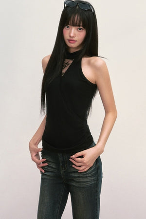 Lace Cross-Design Vest