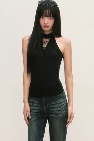 Lace Cross-Design Vest