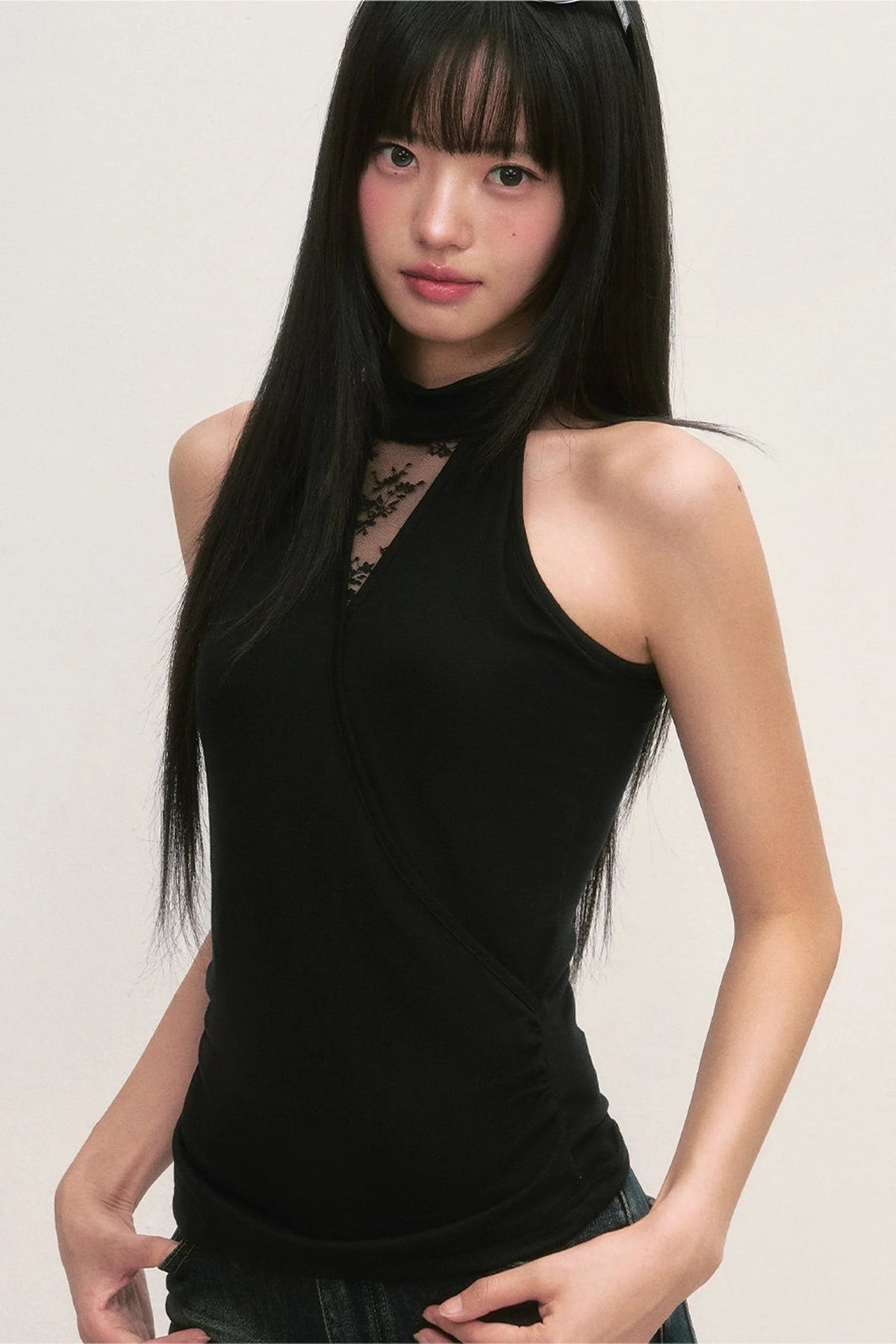 Lace Cross-Design Vest