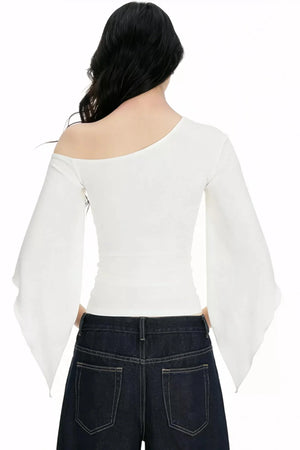Lace Cross-Over Flared Top