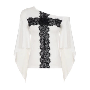 Lace Cross-Over Flared Top