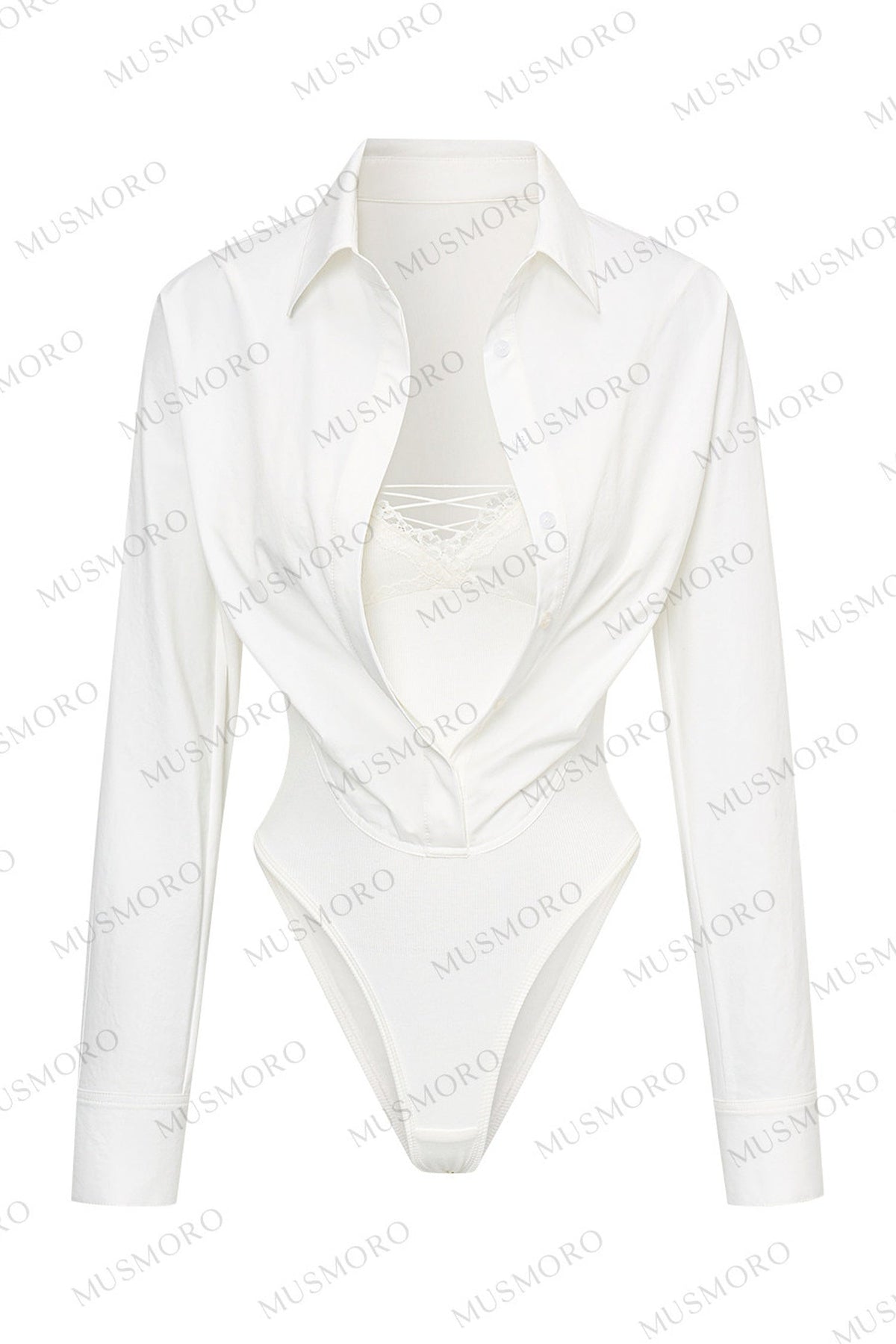 Lace Cross-Tie Bodysuit Top