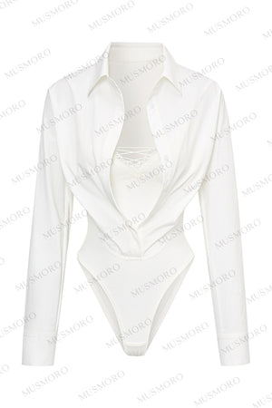Lace Cross-Tie Bodysuit Top