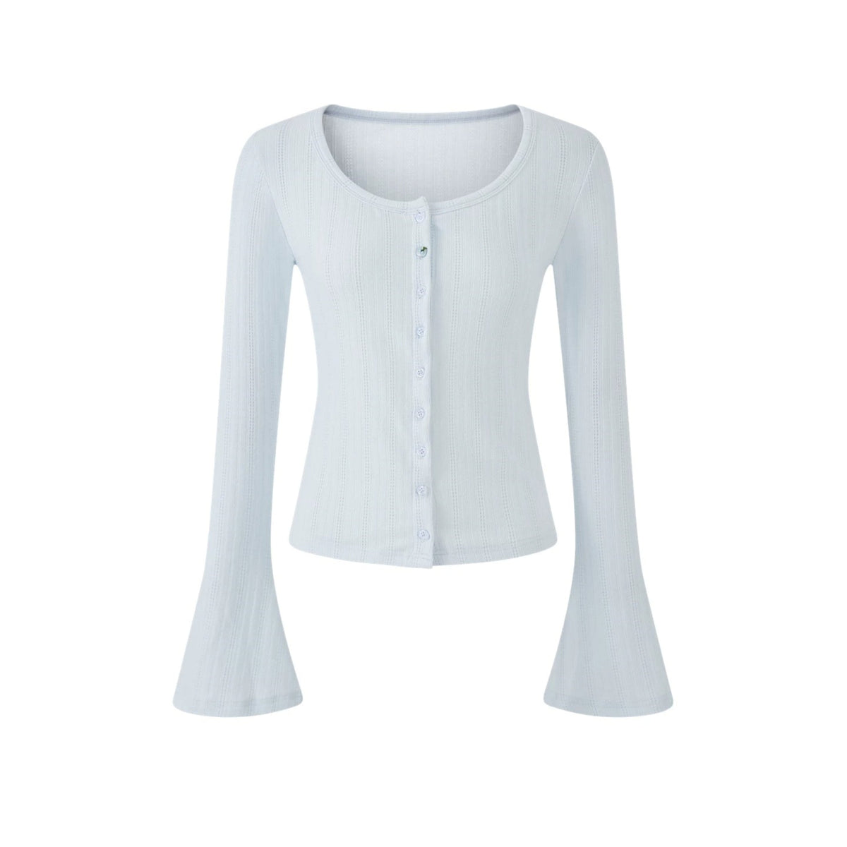 Lace-Detail Micro-Flare Knit Top