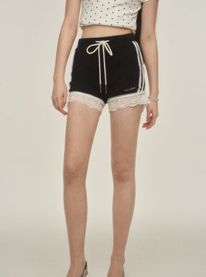 Lace Detail Sports Shorts Pants