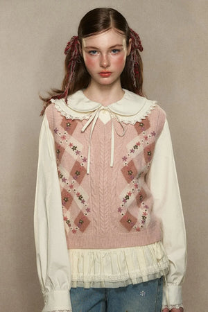 Lace Doll Collar Cropped Shirt