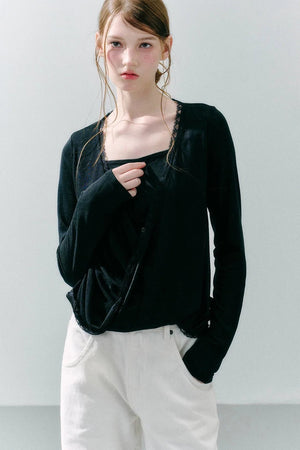 Lace Draped Lyocell Top