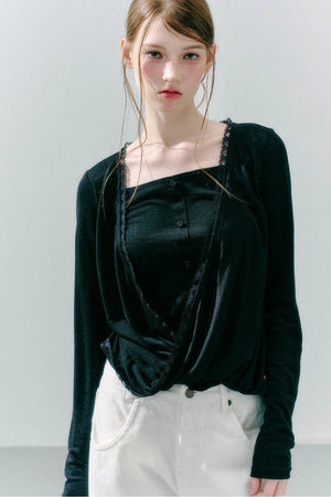 Lace Draped Lyocell Top