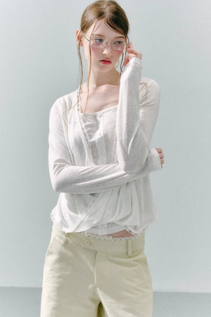 Lace Draped Lyocell Top