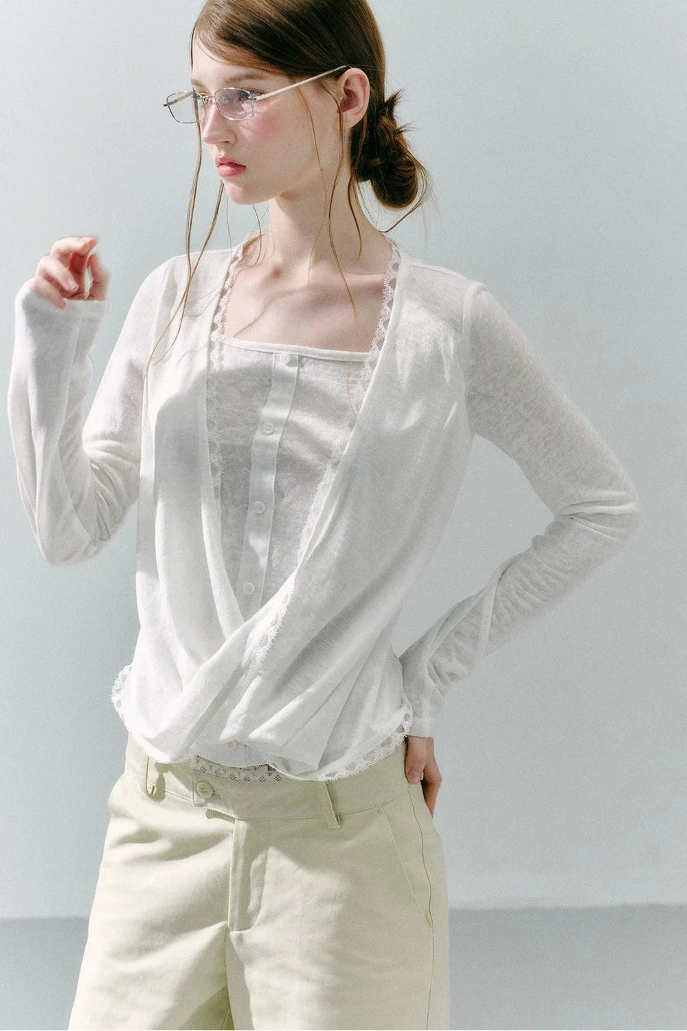 Lace Draped Lyocell Top
