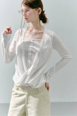 Lace Draped Lyocell Top