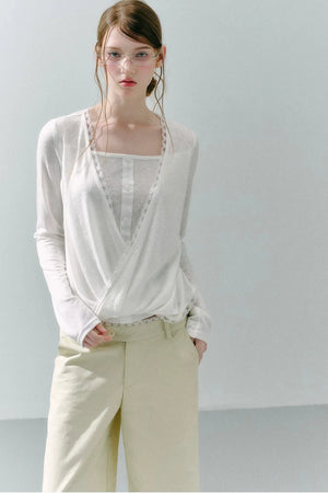 Lace Draped Lyocell Top