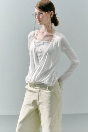 Lace Draped Lyocell Top