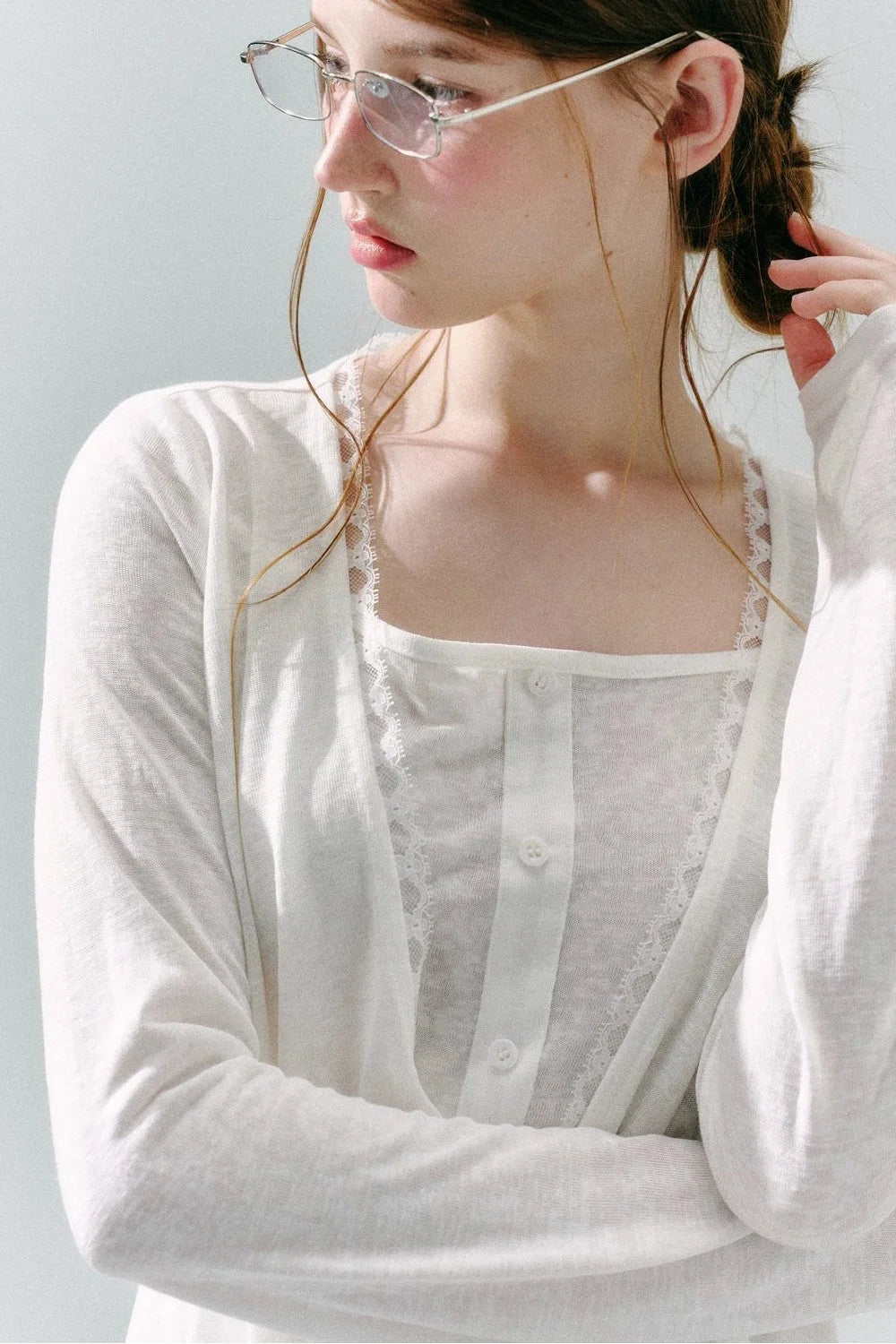 Lace Draped Lyocell Top