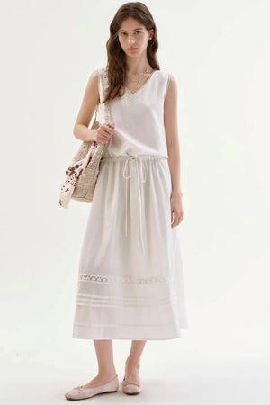 Lace Drawstring Long Dress