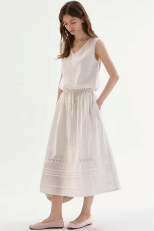 Lace Drawstring Long Dress