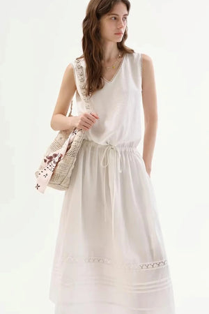 Lace Drawstring Long Dress