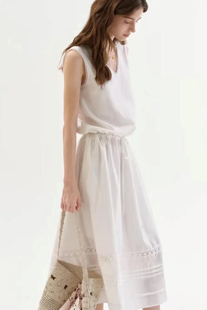 Lace Drawstring Long Dress