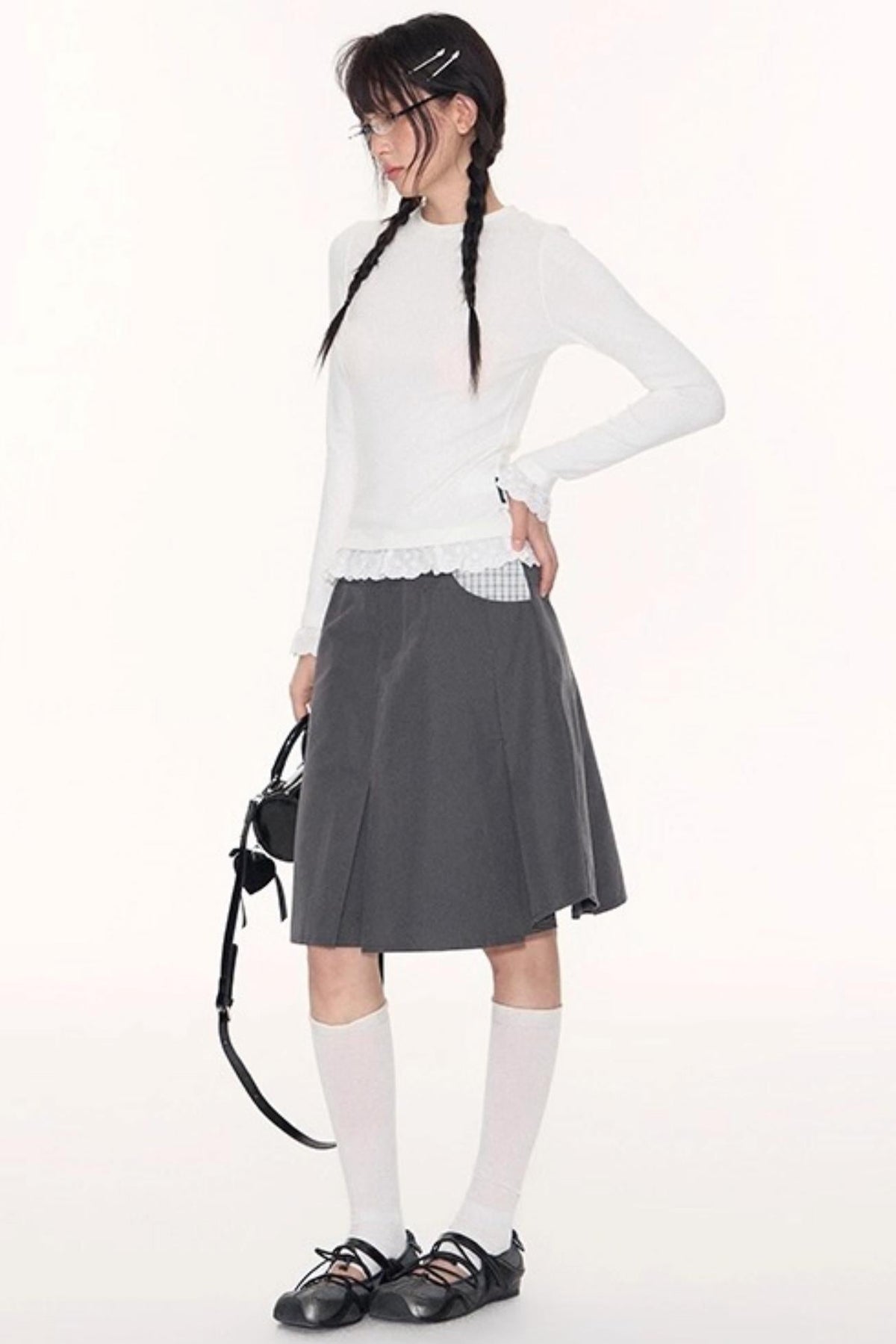 Lace Embroidery Slim Top