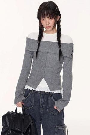 Lace Embroidery Slim Top