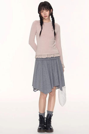 Lace Embroidery Slim Top