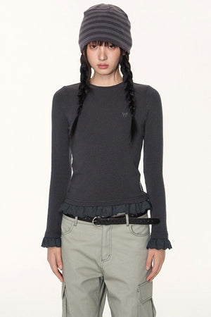 Lace Embroidery Slim Top