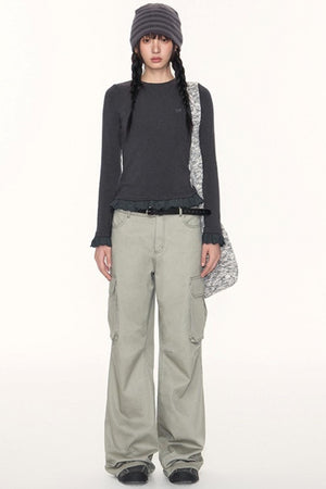 Lace Embroidery Slim Top
