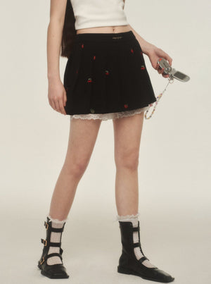 Lace Floral Pleated Skirt