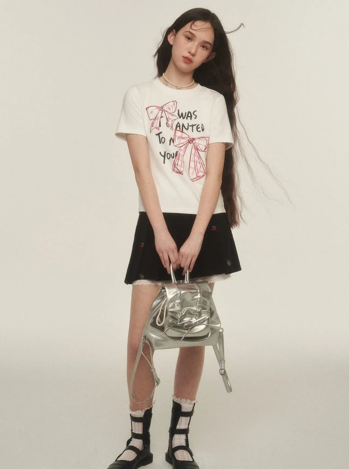 Lace Floral Pleated Skirt