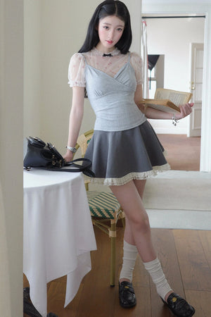 Lace Floral Puff Sleeve Top Set-Up