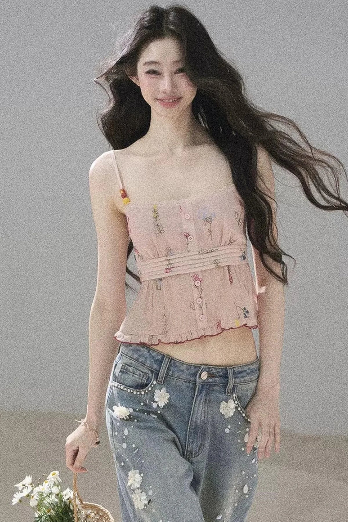 Lace Floral Ramie Top