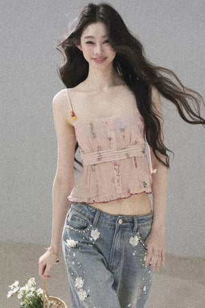 Lace Floral Ramie Top