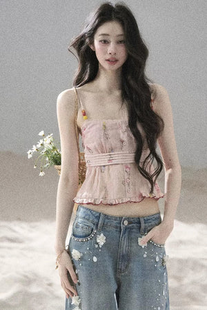 Lace Floral Ramie Top