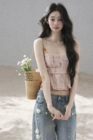 Lace Floral Ramie Top