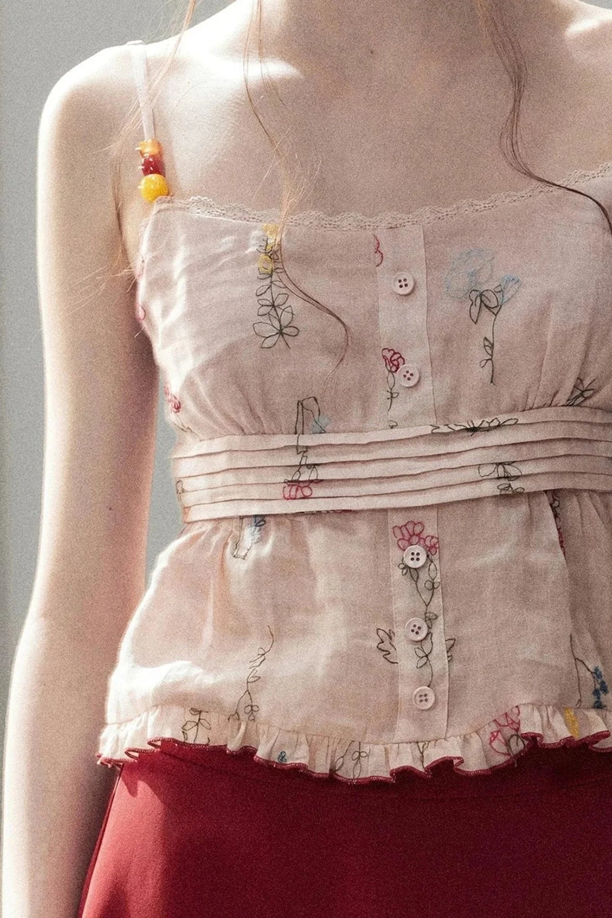 Lace Floral Ramie Top