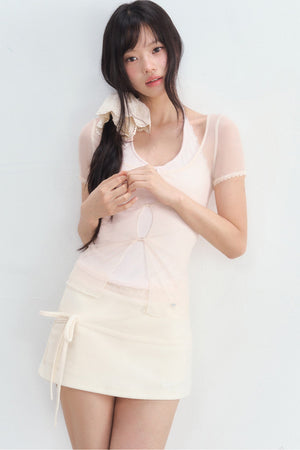Lace Halter Layered-Look Blouse