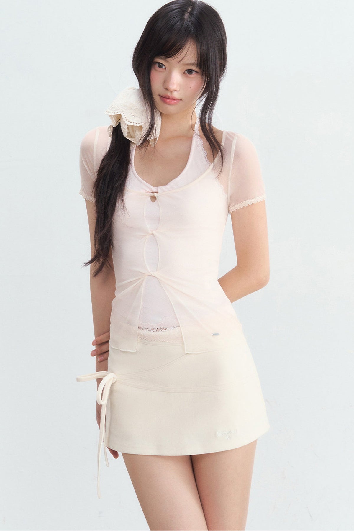 Lace Halter Layered-Look Blouse