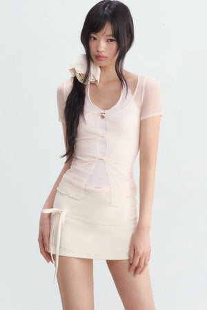 Lace Halter Layered-Look Blouse