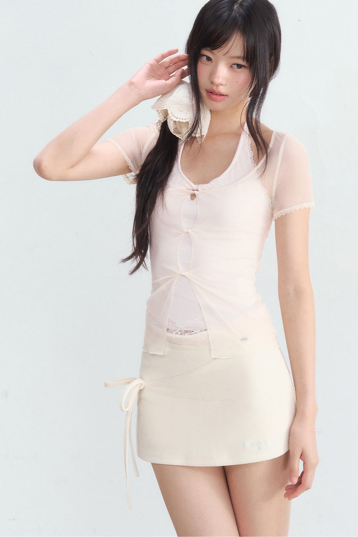 Lace Halter Layered-Look Blouse