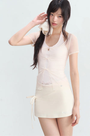 Lace Halter Layered-Look Blouse