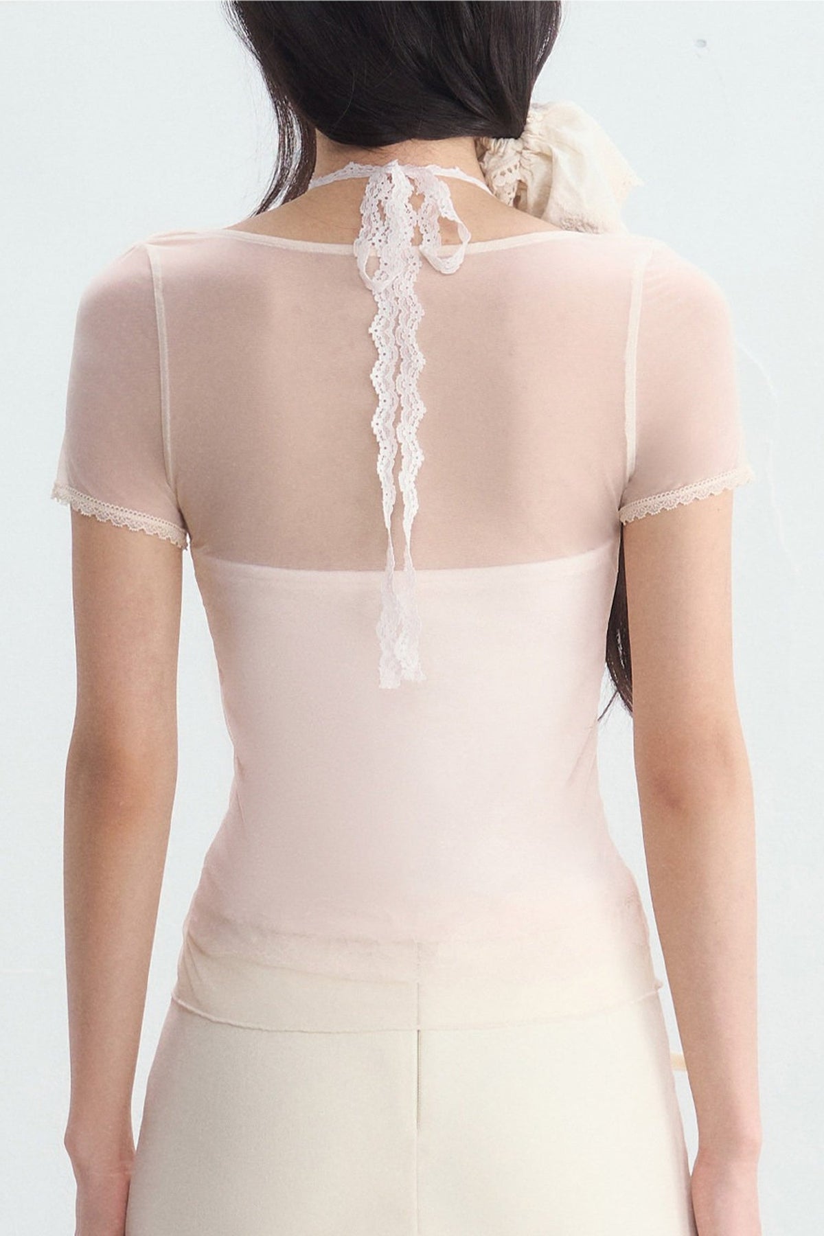 Lace Halter Layered-Look Blouse