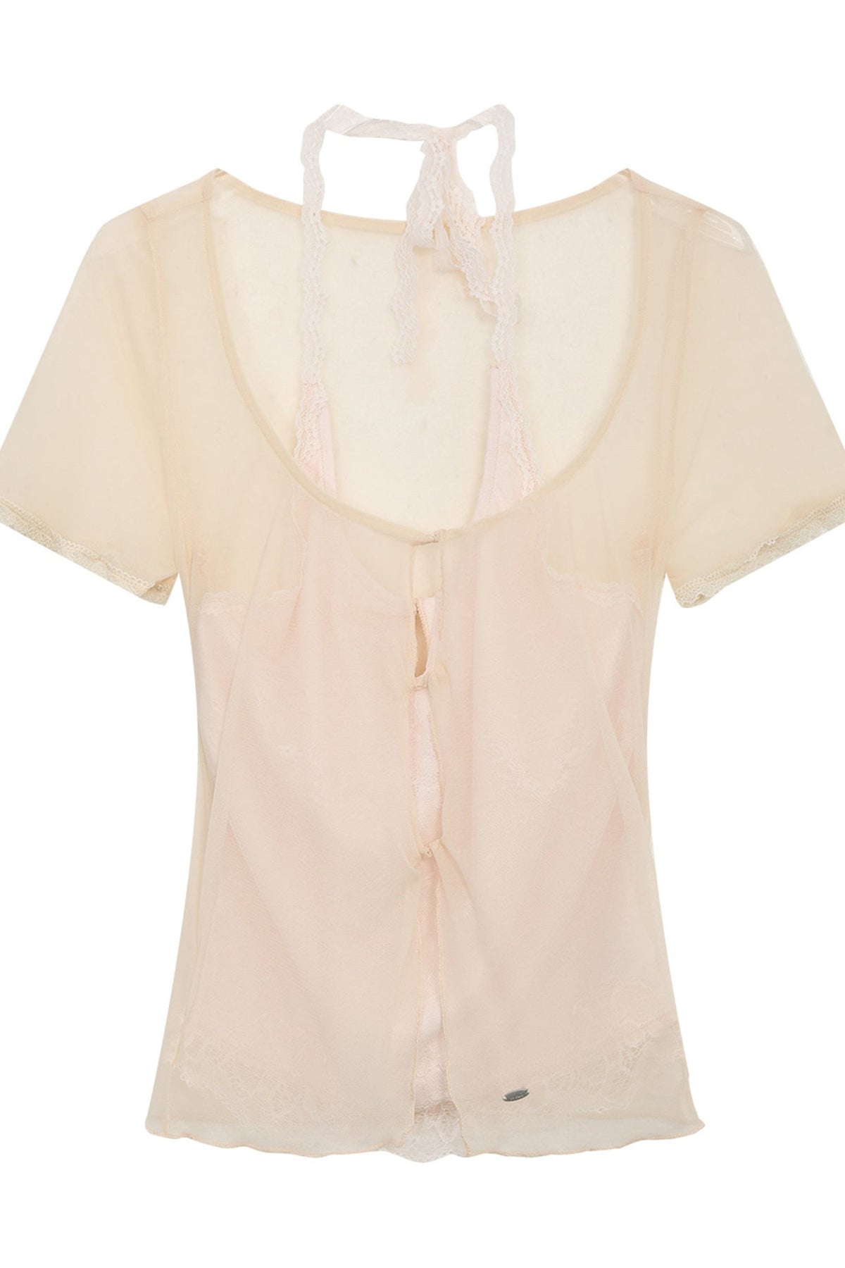 Lace Halter Layered-Look Blouse