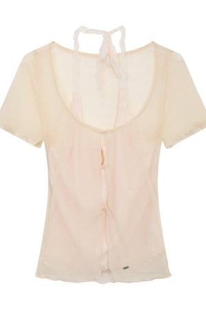 Lace Halter Layered-Look Blouse