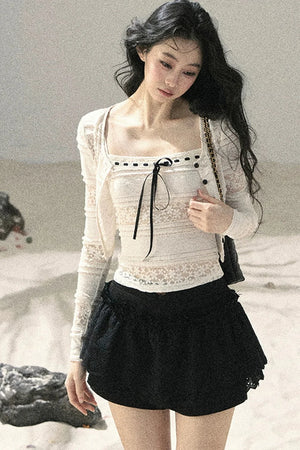 Lace Hollow-Out Summer Two-Piece Set
