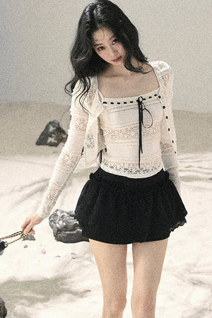 Lace Hollow-Out Summer Two-Piece Set