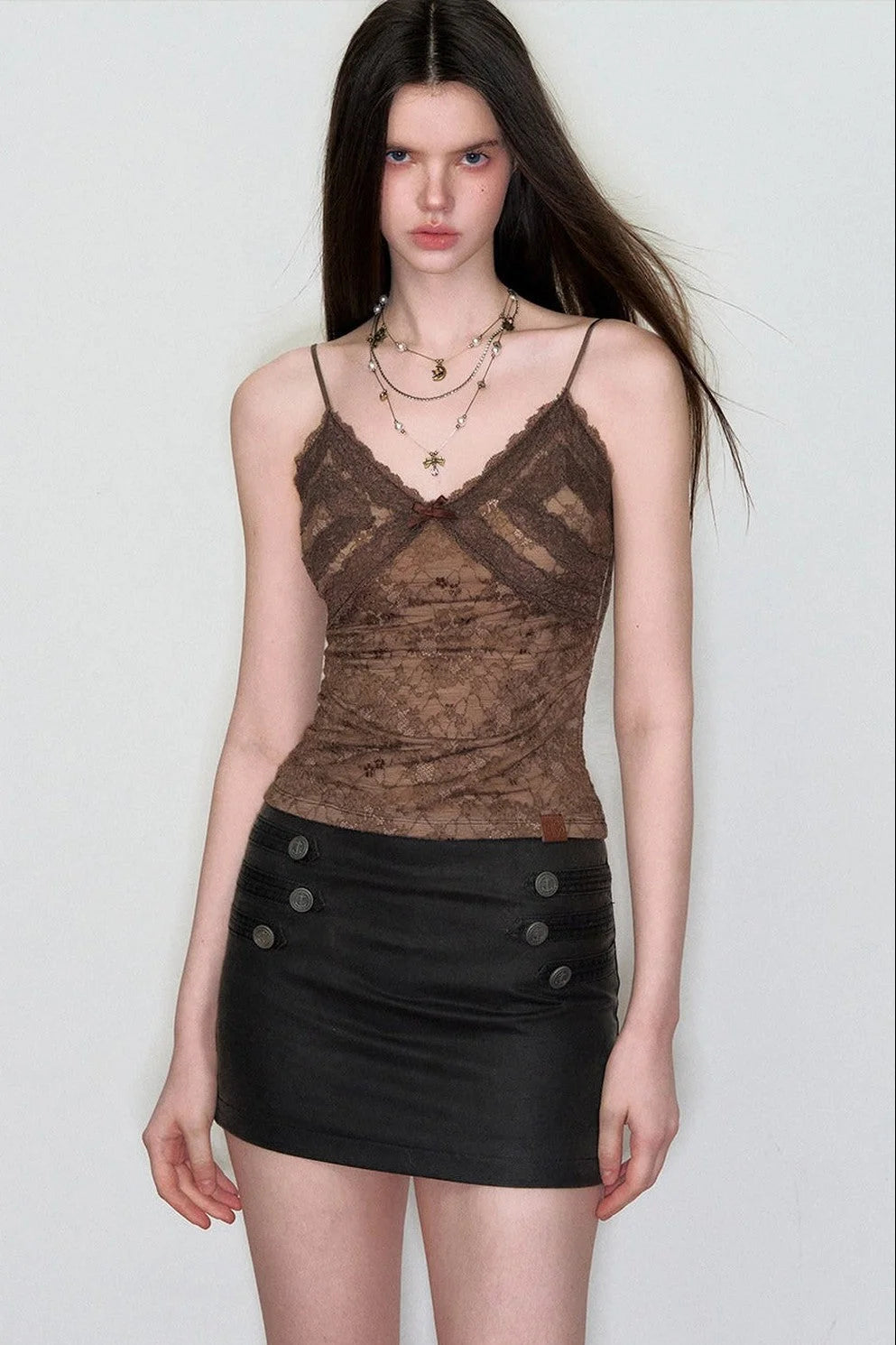 Lace Jacquard Bow Camisole