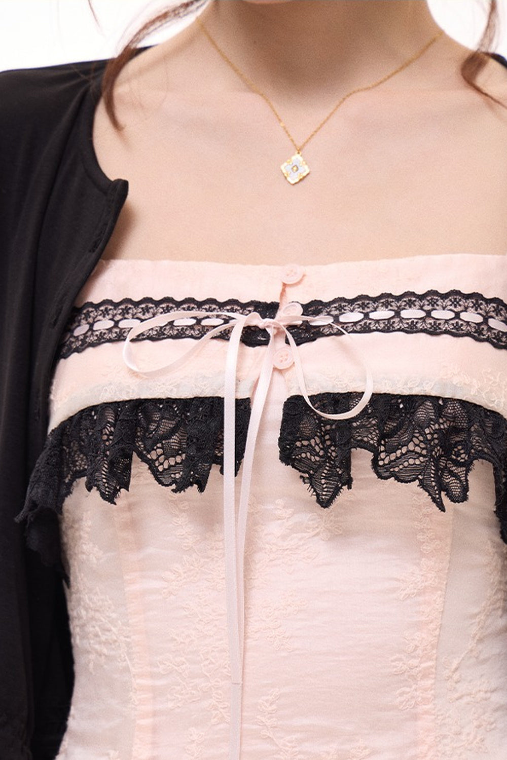 Lace Knit Cardigan and Tencel Dress Set-Up