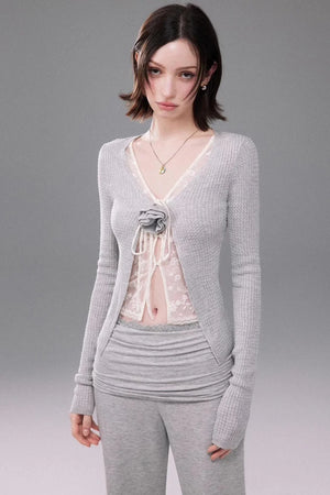 Lace Knit Two-Piece Top