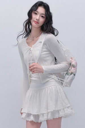 Lace Knitted Cardigan Set-Up