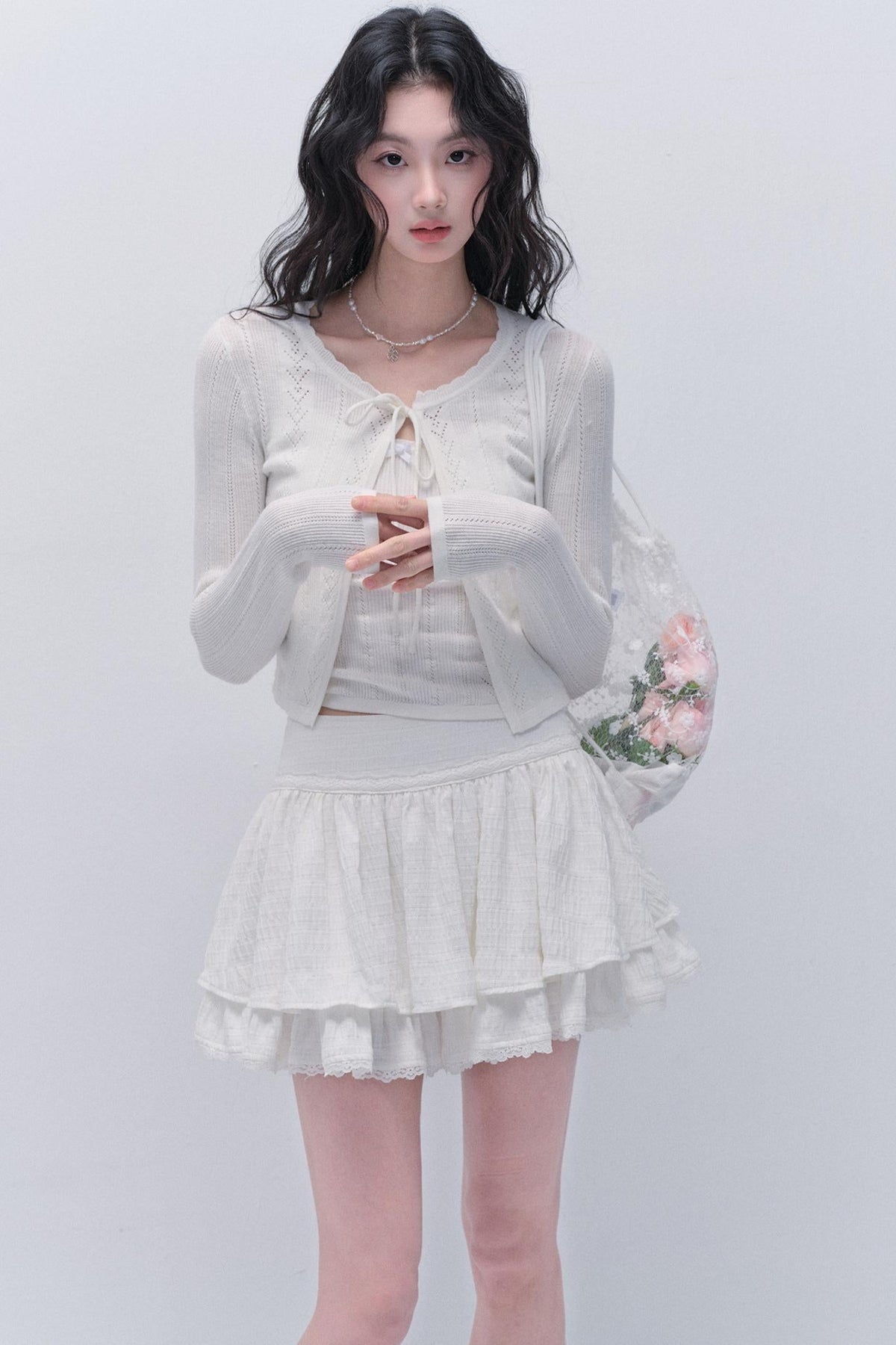 Lace Knitted Cardigan Set-Up